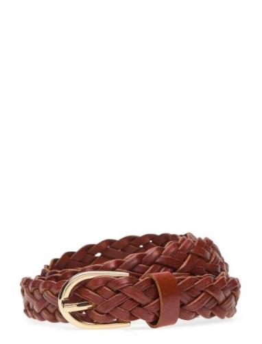 Pcavery Leather Braided Slim Belt Noos Brown Pieces