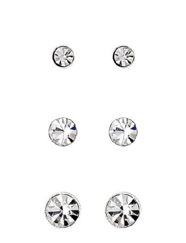 Millie Crystal Earrings, 3-In-1 Set Silver Pilgrim