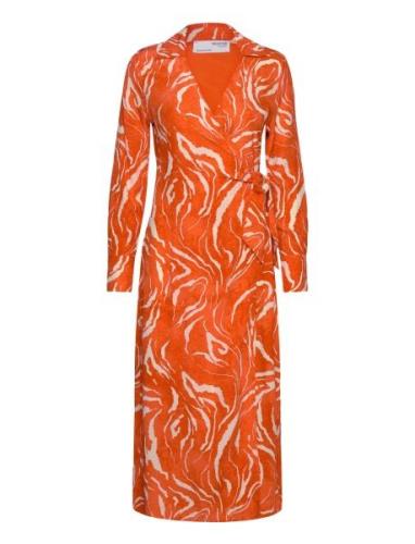 Slfsirine Ls Midi Wrap Dress B Orange Selected Femme