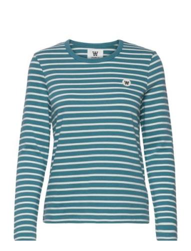 Moa Stripe Long Sleeve Gots Blue Double A By Wood Wood