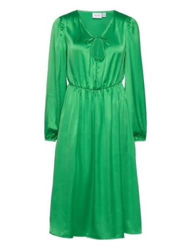 Vipetia L/S V-Neck Mid Calf Dress/Dc Green Vila