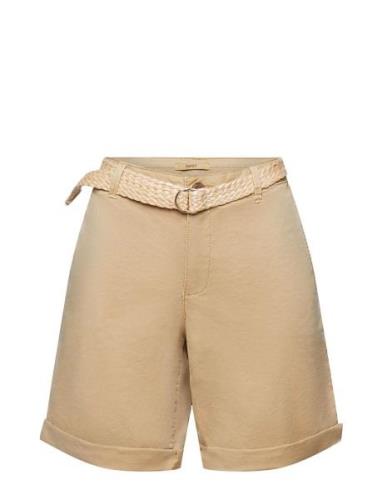 Shorts With Braided Raffia Belt Brown Esprit Casual