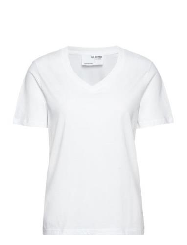 Slfessential Ss V-Neck Tee Noos White Selected Femme