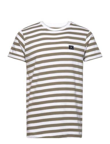 Basic Striped Tee Ss Green Clean Cut Copenhagen