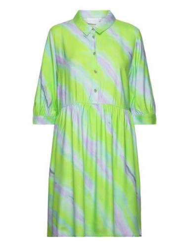Dress In Faded Stripe Print Green Coster Copenhagen