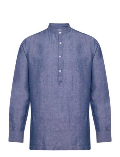 Slhregrick-Linen Shirt Ls Tunica W Blue Selected Homme