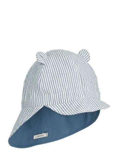 Gorm Reversible Seersucker Sun Hat Blue Liewood