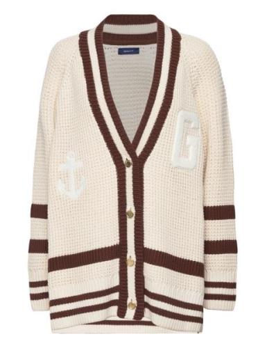 Over D Gant Varsity Cardigan Cream GANT