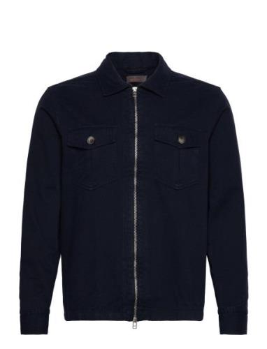 Brayden Zip Shirt Jacket Navy Morris