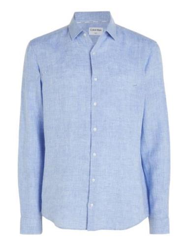 Linen Solid Slim Shirt Blue Calvin Klein