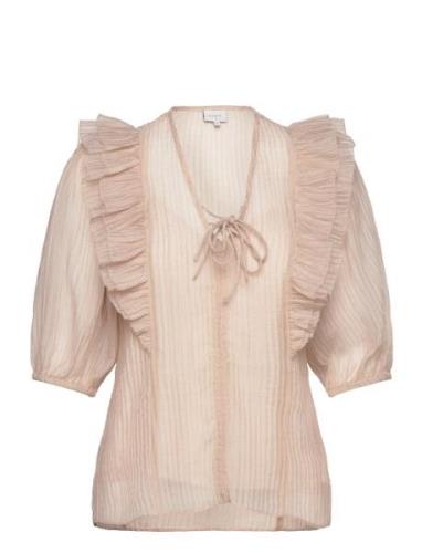 Verushka Crinkle Jaquard Top Beige Dante6