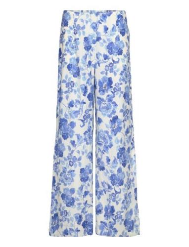 Floral Palazzo Trousers Blue Mango