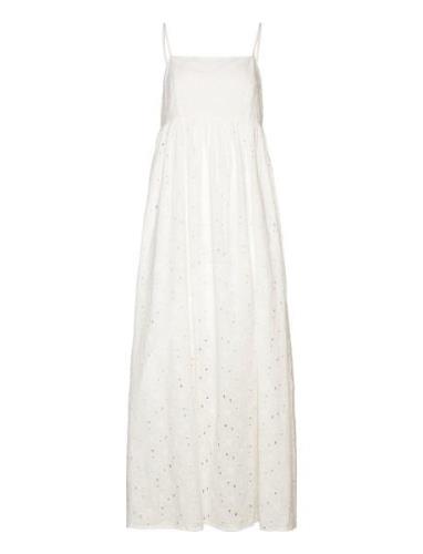 Slfbonita Maxi Broderi Strap Dress B White Selected Femme