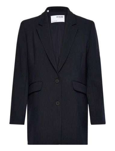 Slfrita Ls Relaxed Blazer D Sap Mel Noos Navy Selected Femme