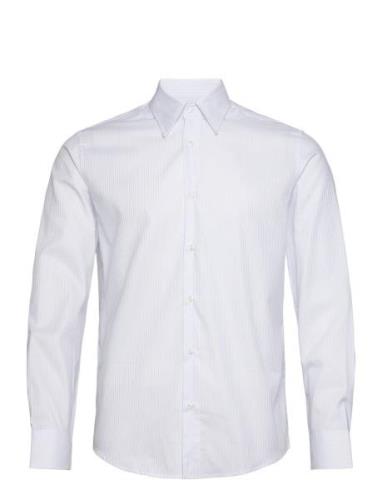 Slim-Fit Striped Cotton Twill Suit Shirt White Mango