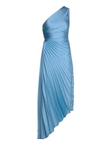 Asymmetrical Pleated Dress Blue Mango