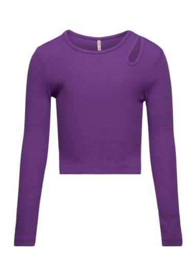 Kognessa L/S Cut Out Top Box Jrs Purple Kids Only