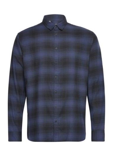 Slhslimowen-Flannel Shirt Ls Noos Blue Selected Homme