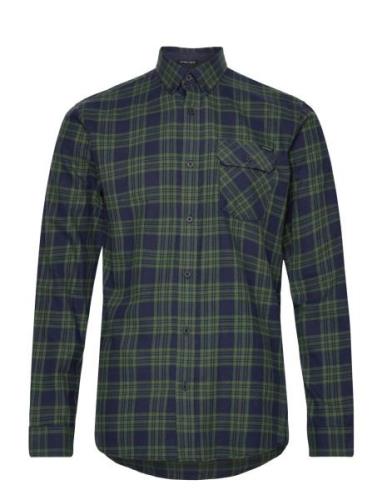 Checked Twill Shirt L/S Navy Lindbergh