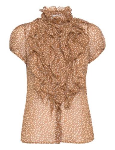 Liljasz Crinkle Ss Shirt Brown Saint Tropez