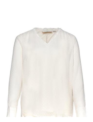 Carlei L/S V-Neck Blouse Wvn White ONLY Carmakoma