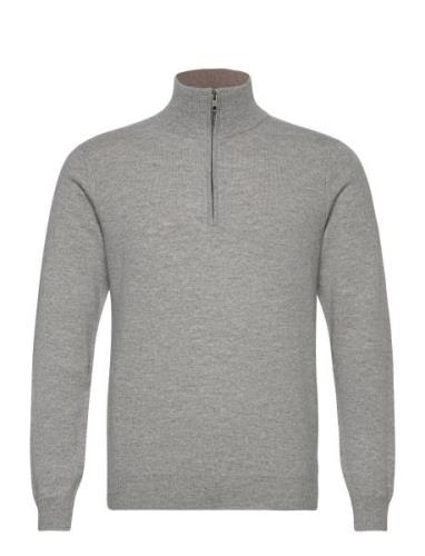 Man Half Zip Grey Davida Cashmere