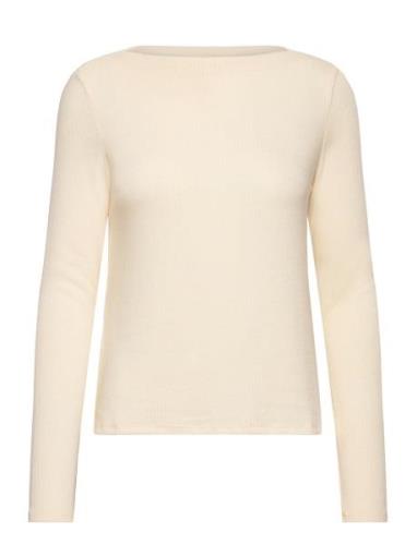 Boat Neck T-Shirt Beige Mango