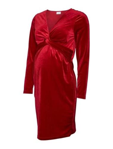 Mlsandra L/S Velvet Abk Dress Red Mamalicious