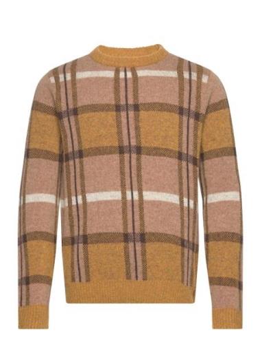 Akkarl Check Lambswool Knit Beige Anerkjendt