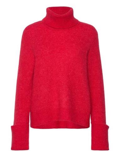 Slfsia Ras Ls Knit Rollneck Red Selected Femme
