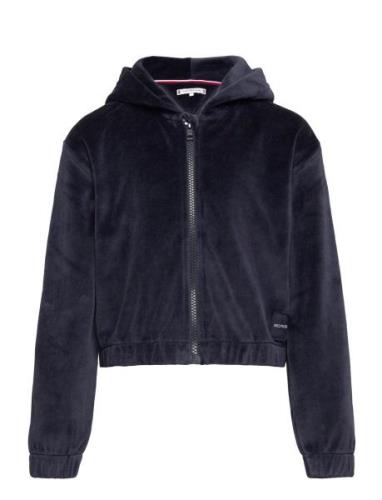 Velours Zip Through Hoodie Navy Tommy Hilfiger