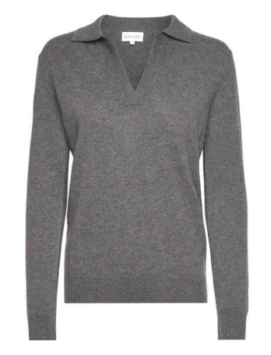 Open Collar Sweater Grey Davida Cashmere