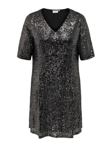 Carsparkly Ss Sequins Dress Wvn Black ONLY Carmakoma