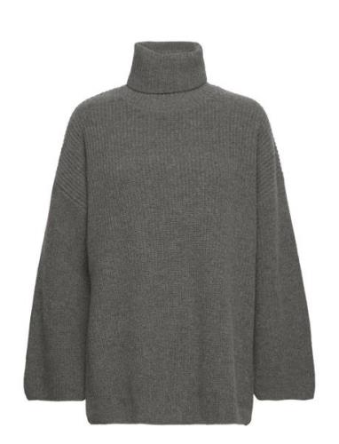 Slfmary Ls Long Knit Roll Neck Grey Selected Femme