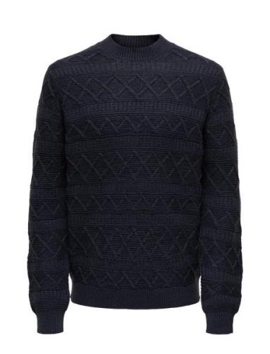 Onswade Reg 5 Struc Crew Neck Knit Navy ONLY & SONS