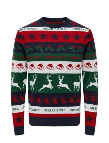 Onsxmas Reg 12 Mix Xmas Jac Crew Knit Navy ONLY & SONS