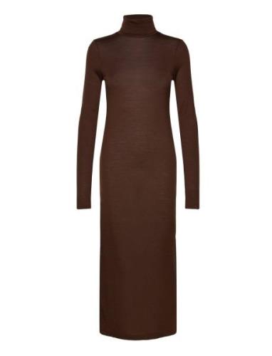 Wool-Blend Jersey Roll Neck Midi Dress Brown Polo Ralph Lauren