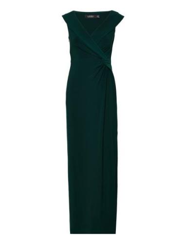 Jersey Off-The-Shoulder Gown Green Lauren Ralph Lauren