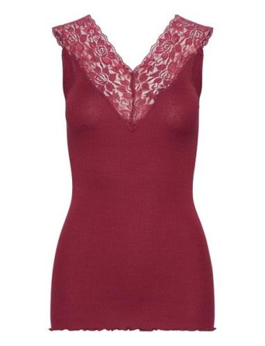 Silk Top Regular W/ Lace Red Rosemunde