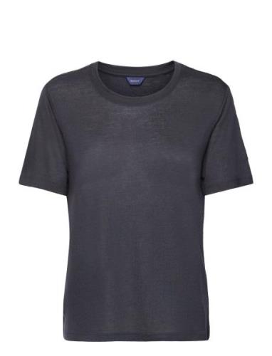 Rel Draped Ss T-Shirt Blue GANT