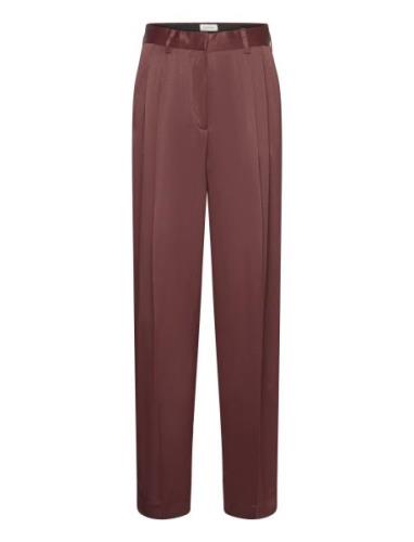 Shiny Wide Suit Pant Brown House Of Dagmar