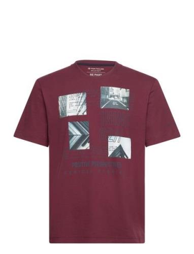 Printed T-Shirt Burgundy Tom Tailor