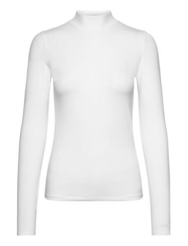 Cotton Modal Mock Neck Ls Top White Calvin Klein