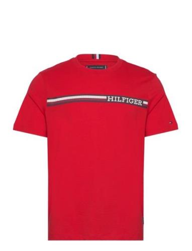 Monotype Chest Stripe Tee Red Tommy Hilfiger