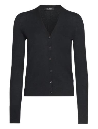 Cotton Modal-Ls Vn Cardigan Black Lauren Ralph Lauren