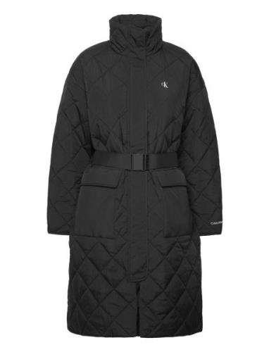 Belted Quilted Coat Black Calvin Klein Jeans