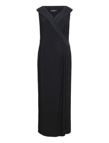 Jersey Off-The-Shoulder Gown Black Lauren Women