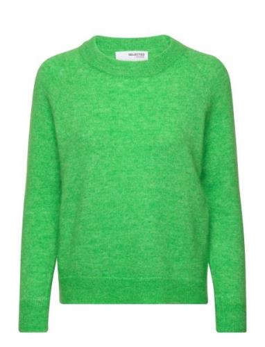 Slflulu Ls Knit O-Neck Green Selected Femme