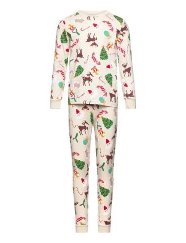 Pajama Christmas Aop Beige Lindex