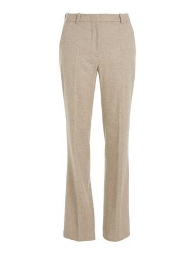 Flannel Wool Slim Straight Pants Beige Calvin Klein